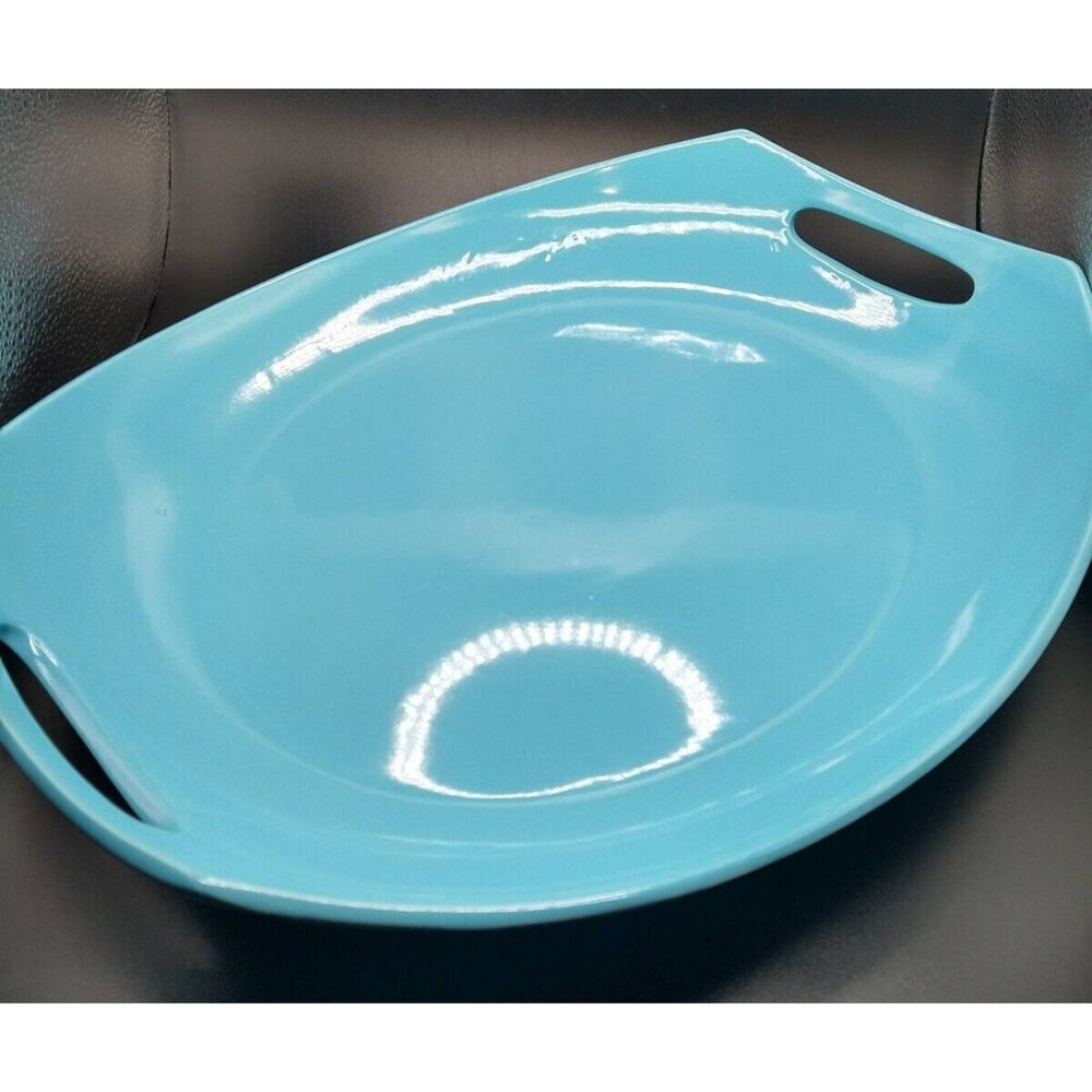 Dansk Classic Fjord 14" Handled Oval Platter – Sky Blue Stoneware (Flawed Glaze)